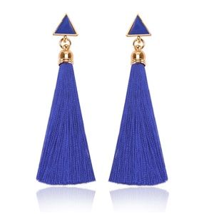 Geometric Triangle Long Tassel Earrings